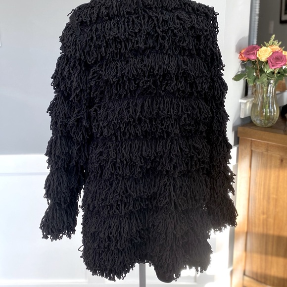 BLACK LOOP KNIT OPEN FRONT CARDIGAN - Picture 6 of 12